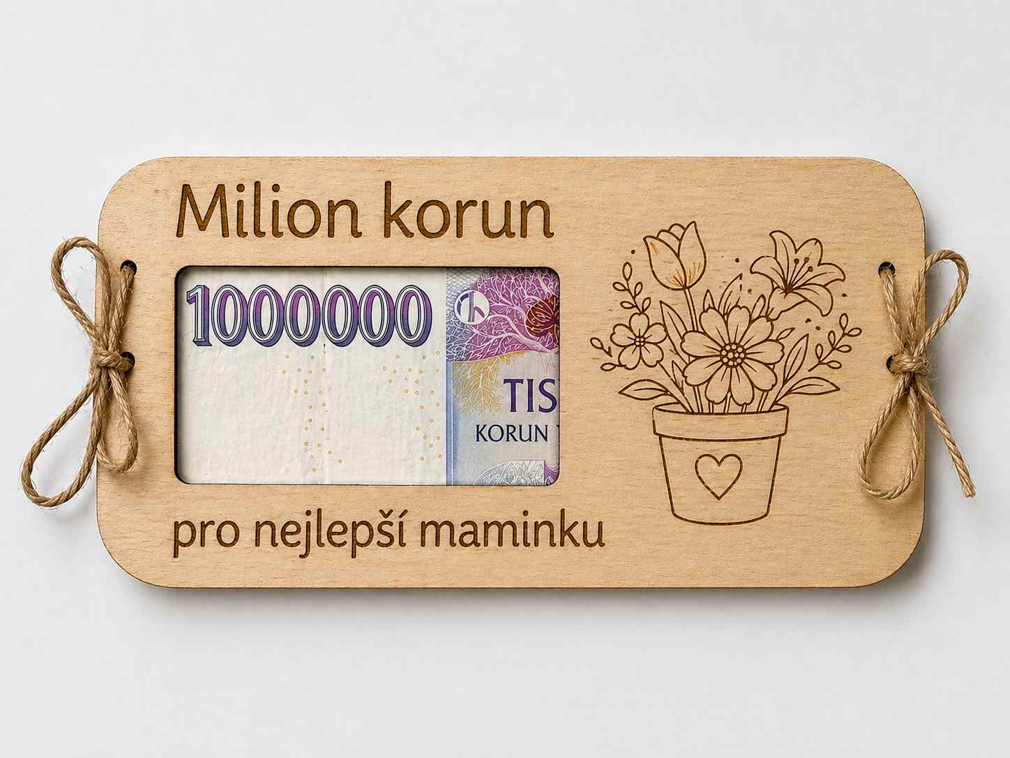 Dřevěná obálka na peníze – Milion korun pro nejlepší maminku