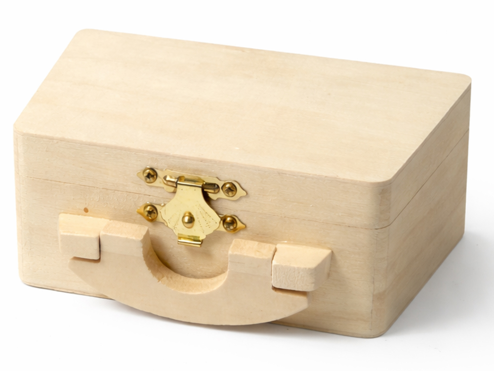 Dřevěný kufřík 15 × 5 × 11,5 cm – kreativní polotovar s gravírování