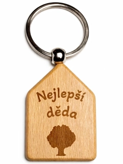 Dřevěná klíčenka s gravírováním – Nejlepší děda